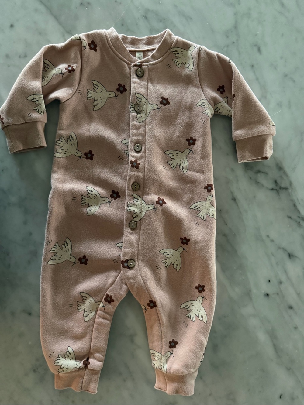 Rylee + Cru Soft Pink Dove Print One-Piece
